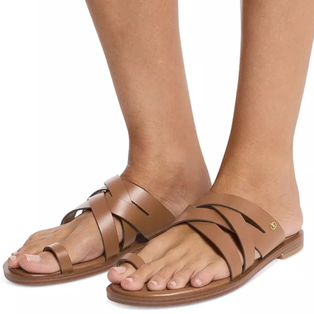 Michael Kors Nora Toe Ring Leather Sandals